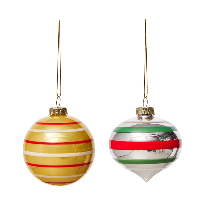 Vintage Christmas 玻璃 ball No. 3 装饰品 2件 - 彩色 - OYOY