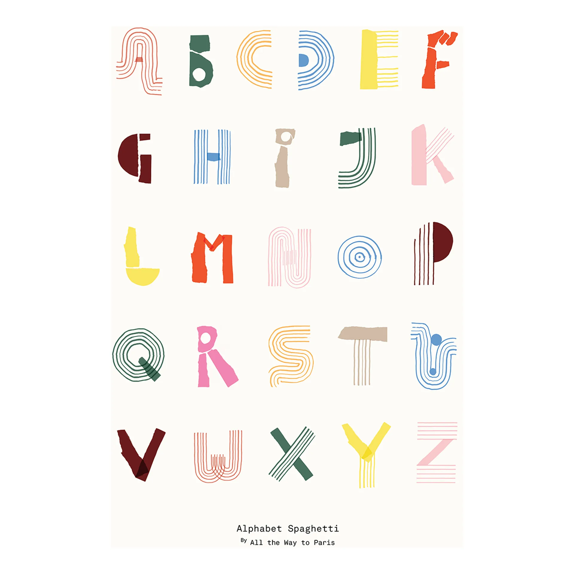 Alphabet Spaghetti ENG Multi-colour 海报, 50x70cm Paper Collective