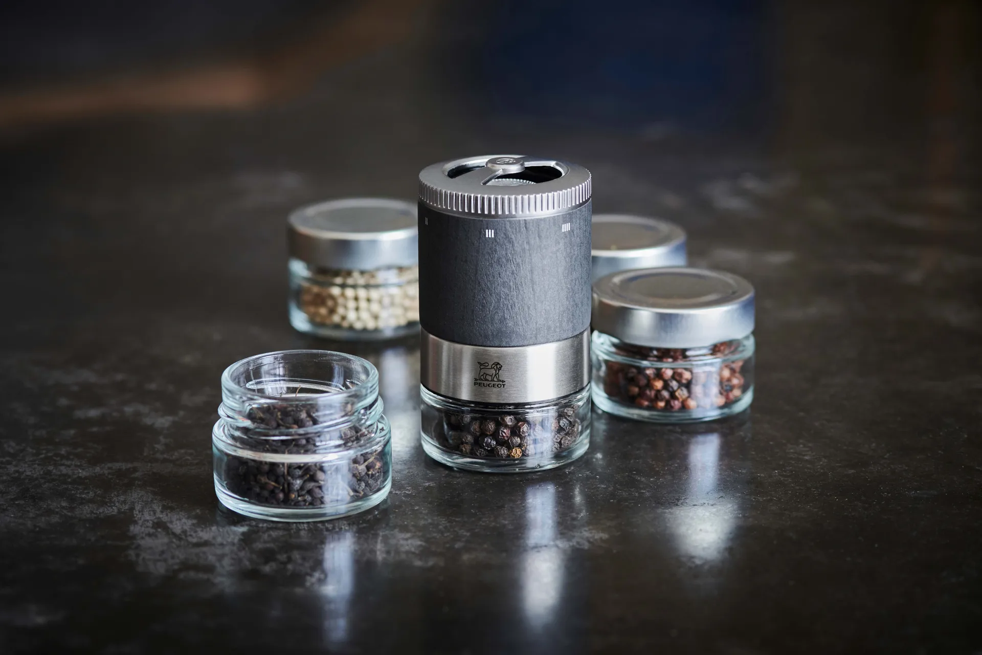 Maestro 胡椒研磨器 11 cm + 3 types of peppar, Graphite Peugeot