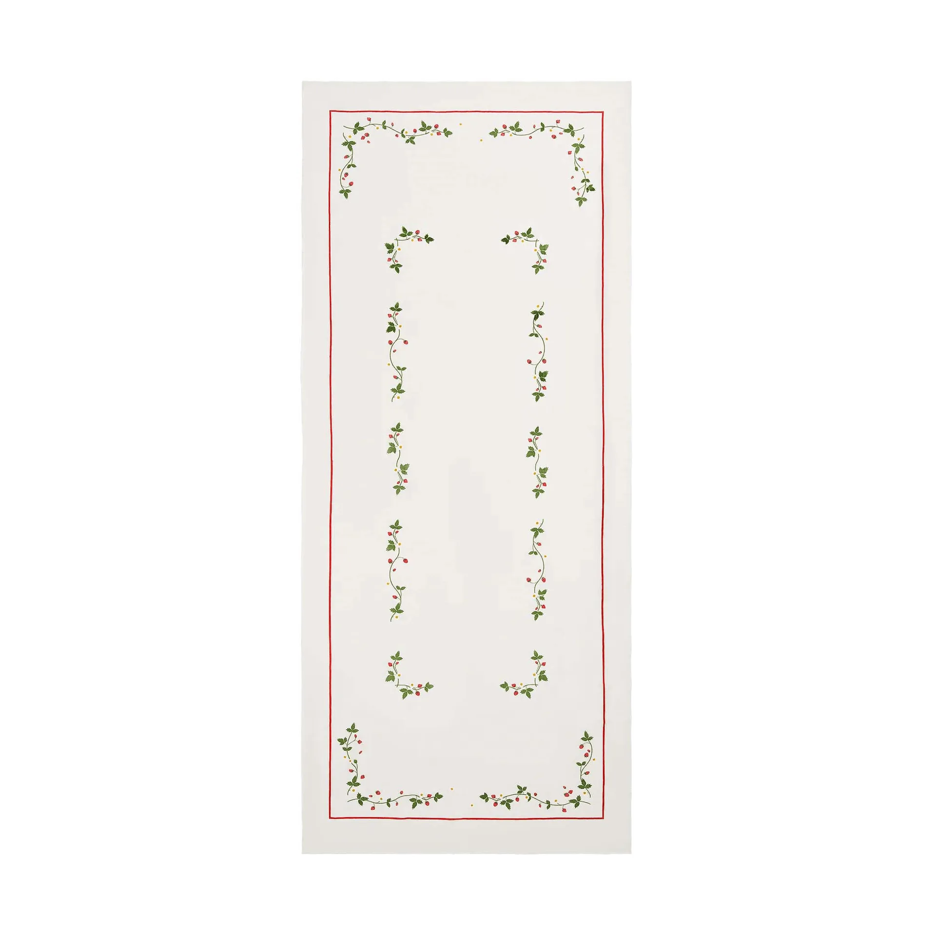 野草莓图案纯棉桌布, 红色_250x150cm Pick a Poppy