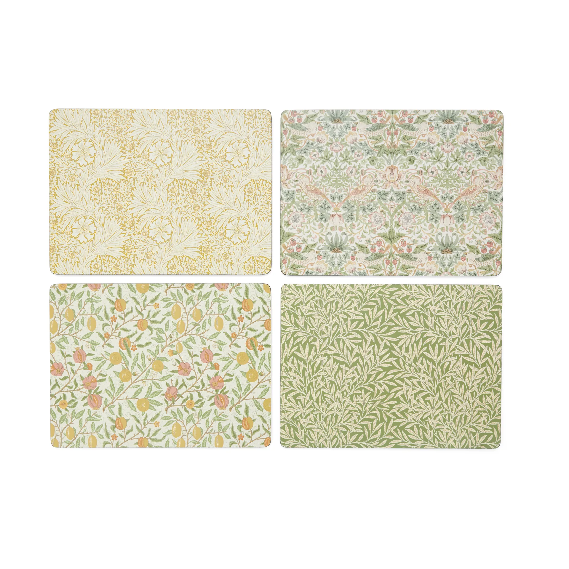 Morris & Co Simpley mixed 餐垫 4件, Fruit, Willow, Strawberry Thief, Marigold Pimpernel