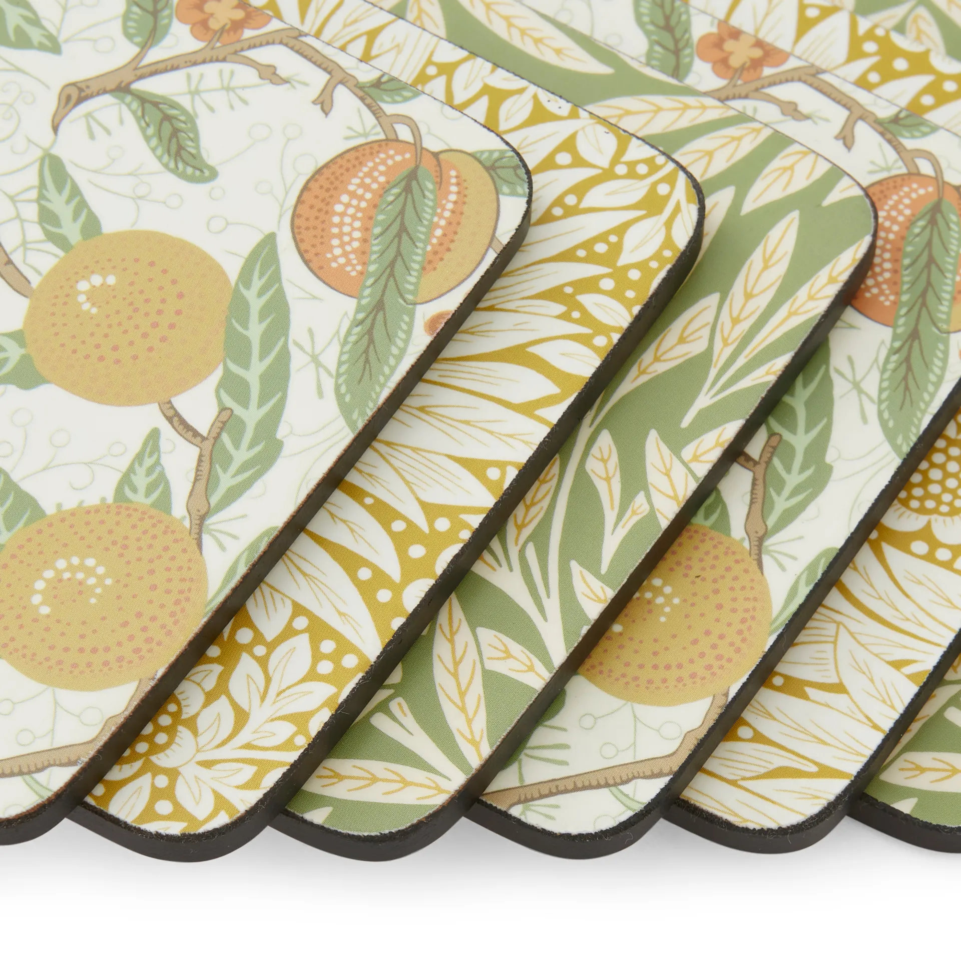 Morris & Co Simpley mixed 玻璃 coasters 6件, Fruit, Willow, Marigold Pimpernel