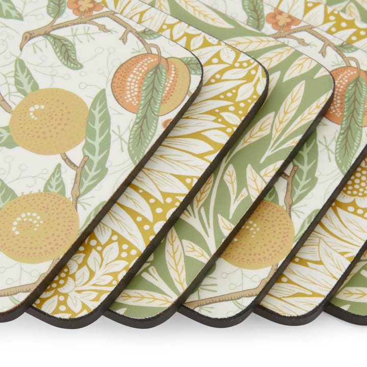Morris & Co Simpley mixed 玻璃 coasters 6件, Fruit, Willow, Marigold Pimpernel