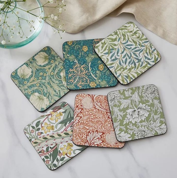 Morris & Co Willow Bough coasters 六件套装, 绿色, 蓝色 Pimpernel