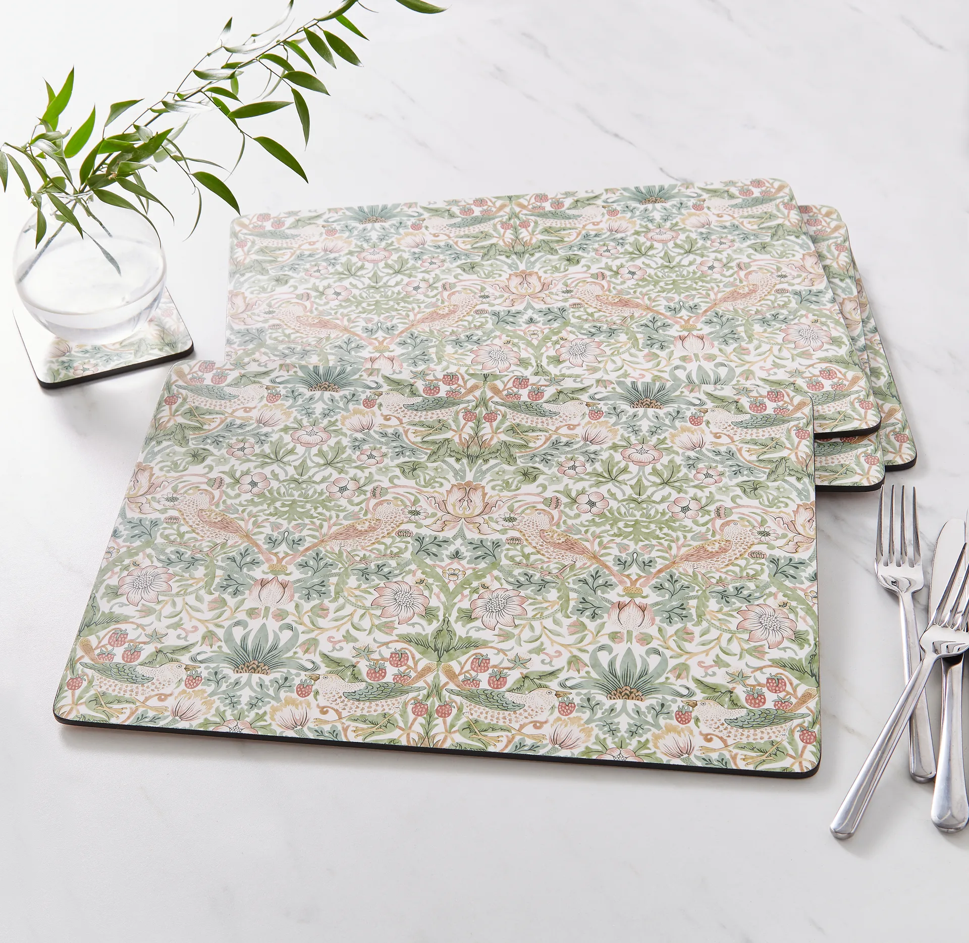 Strawberry Thief Placemats 30x40 cm 4 pack, 绿色 Pimpernel