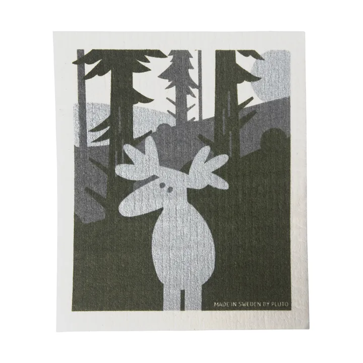 驼鹿洗碗布 17.2x20cm - 绿色_银色_白色 - Pluto Design