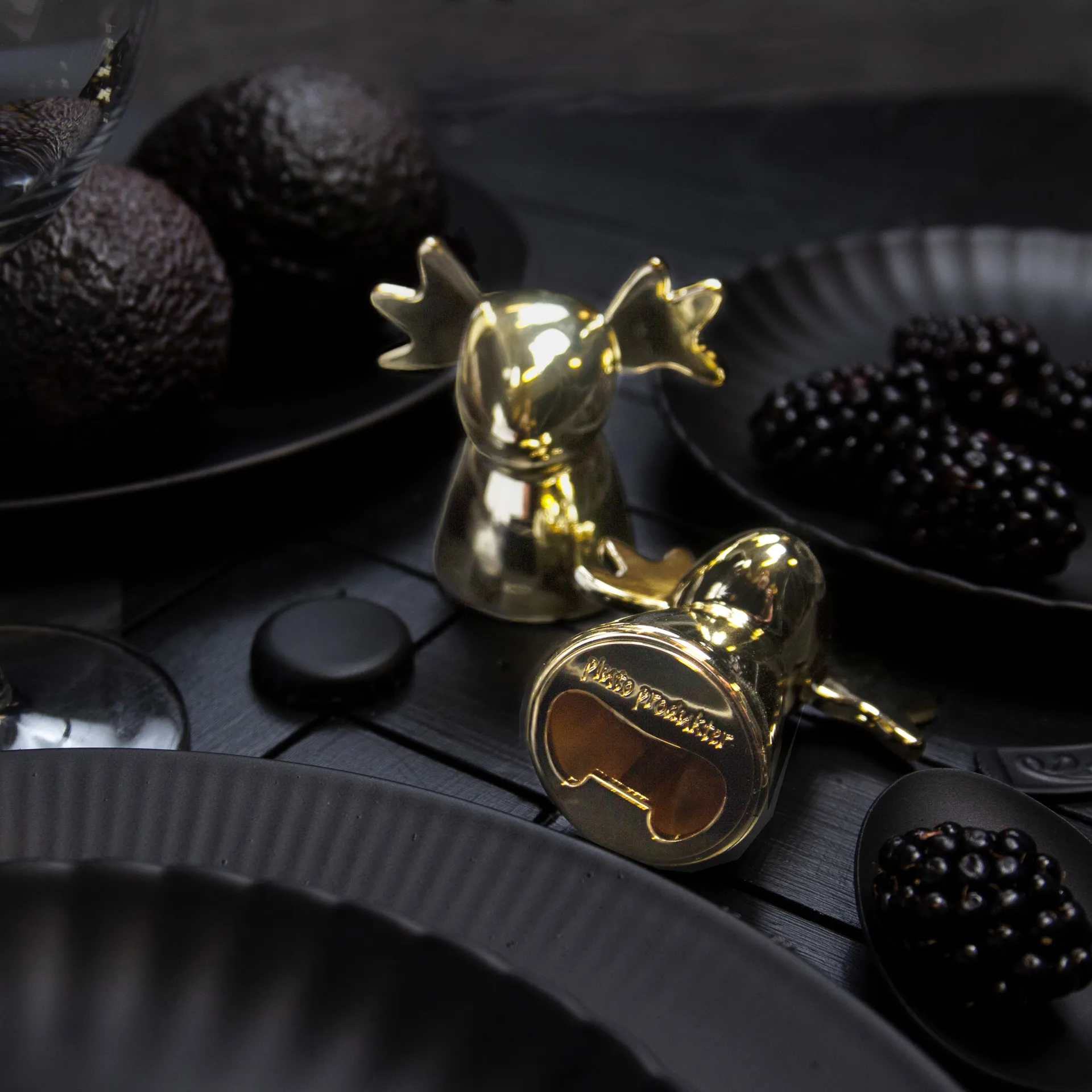 Bottle opener moose, gold Pluto Design