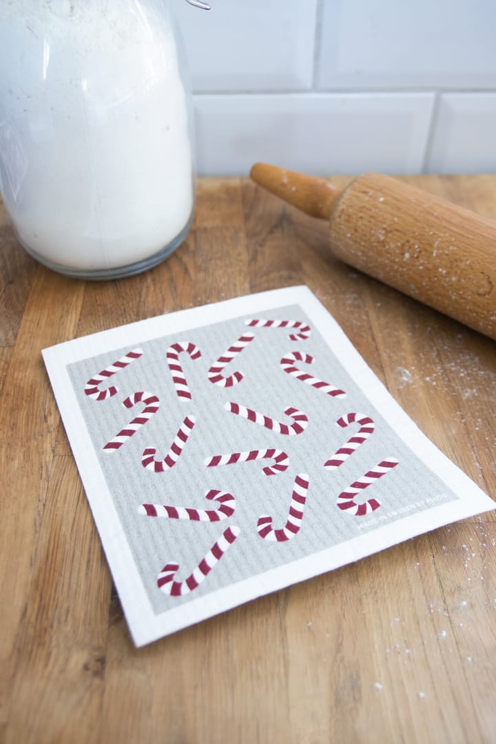 Candy cane 抹布洗碗布 17x20 cm, 白色-灰色-红色 Pluto Design