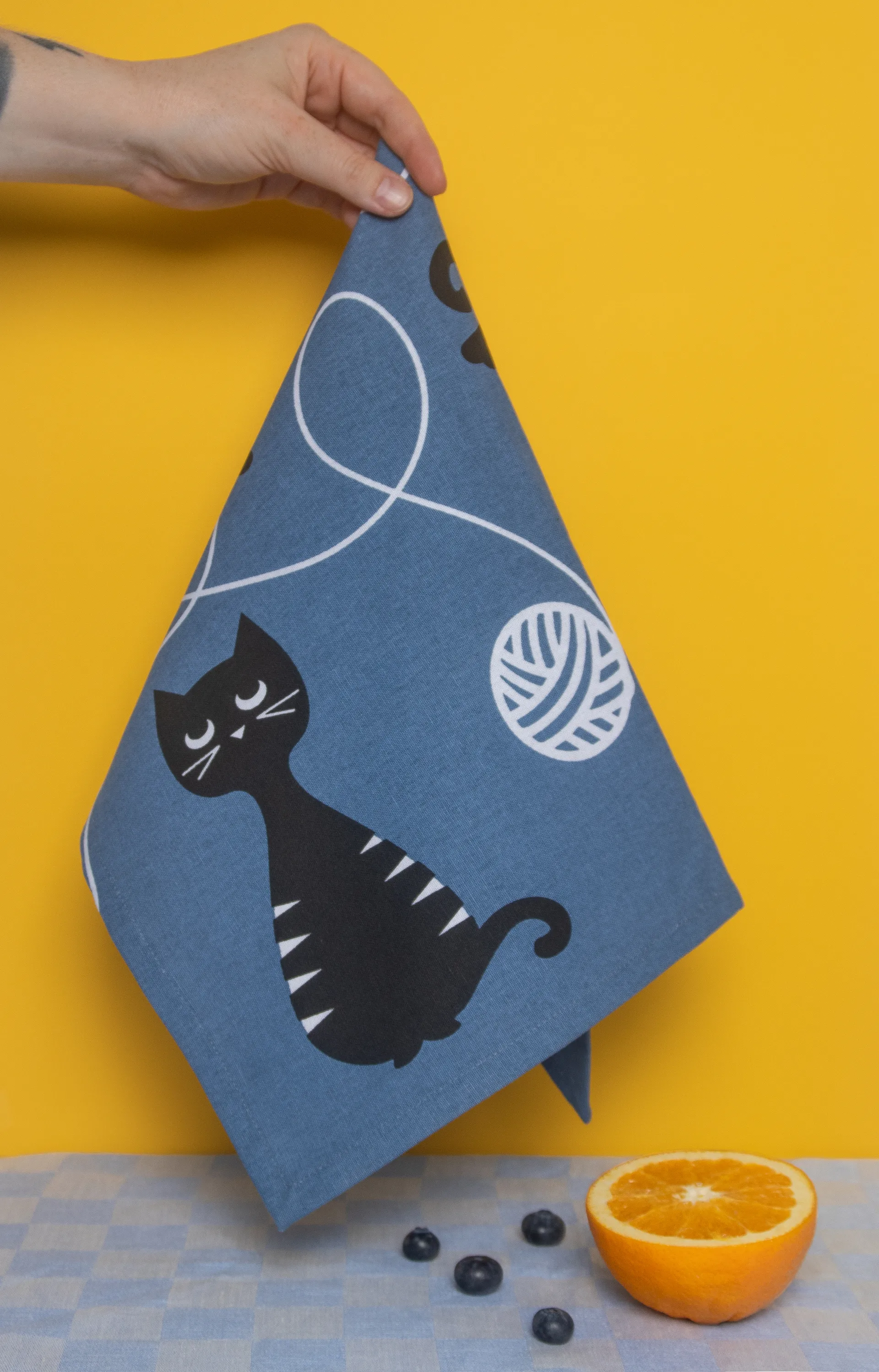 Cat family 厨房巾 50x70 cm, 蓝色-黑色-白色 Pluto Design
