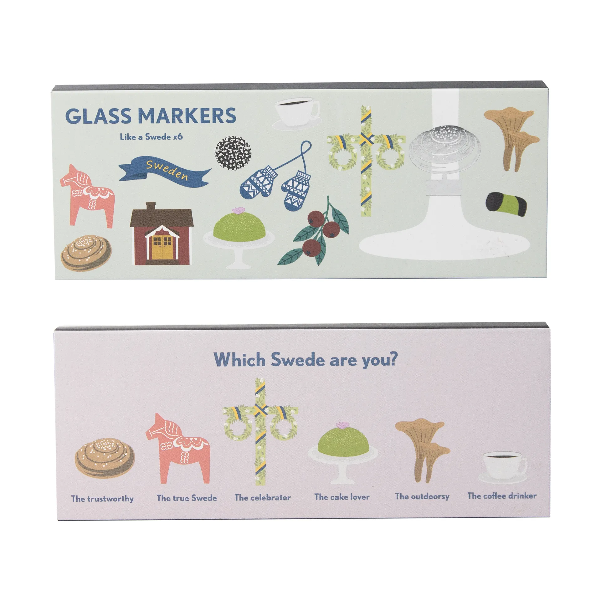 Like a Swede 玻璃 markers 6件, 银色-metal Pluto Design