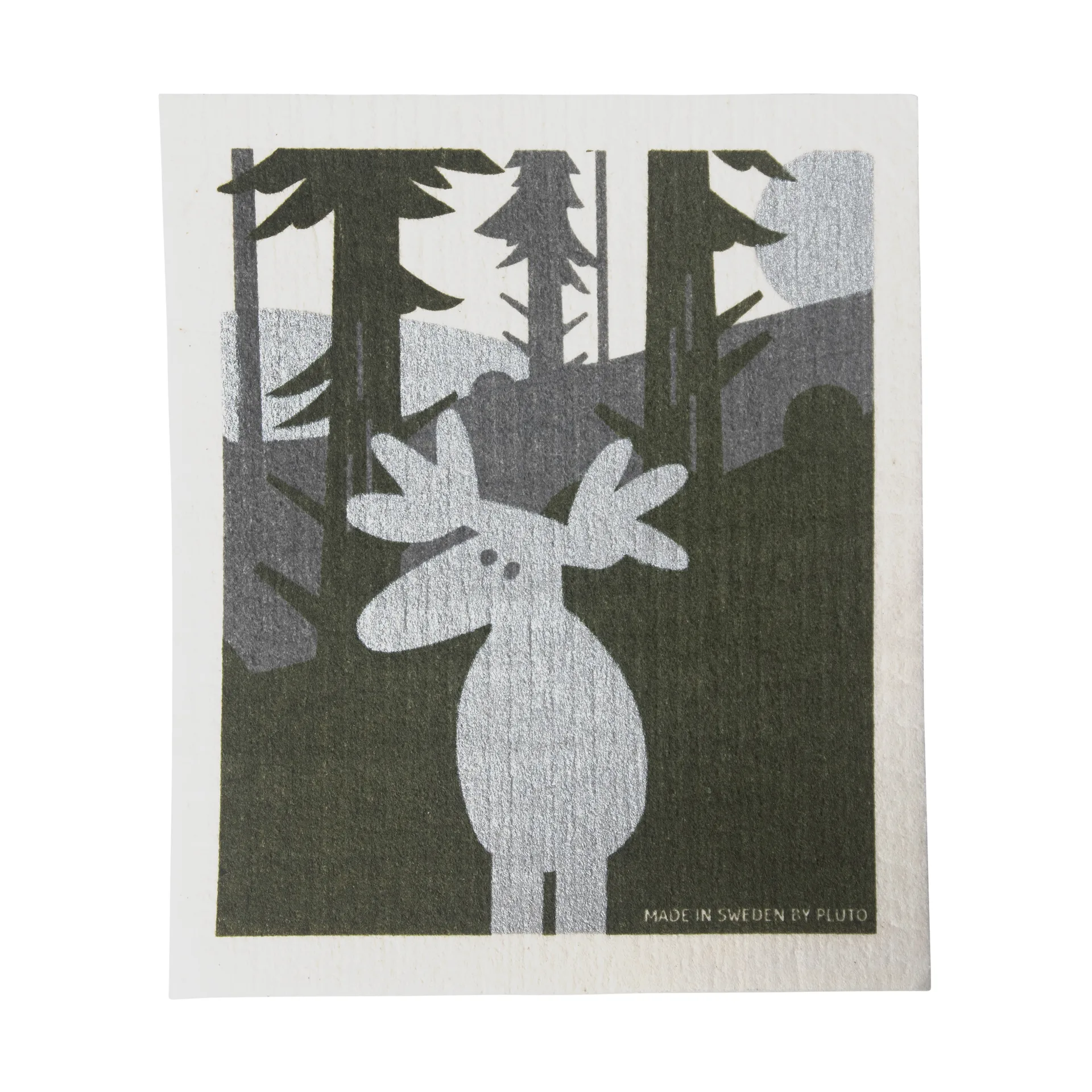 Moose dishcloth 17.2x20 cm, 绿色-银色-白色 Pluto Design