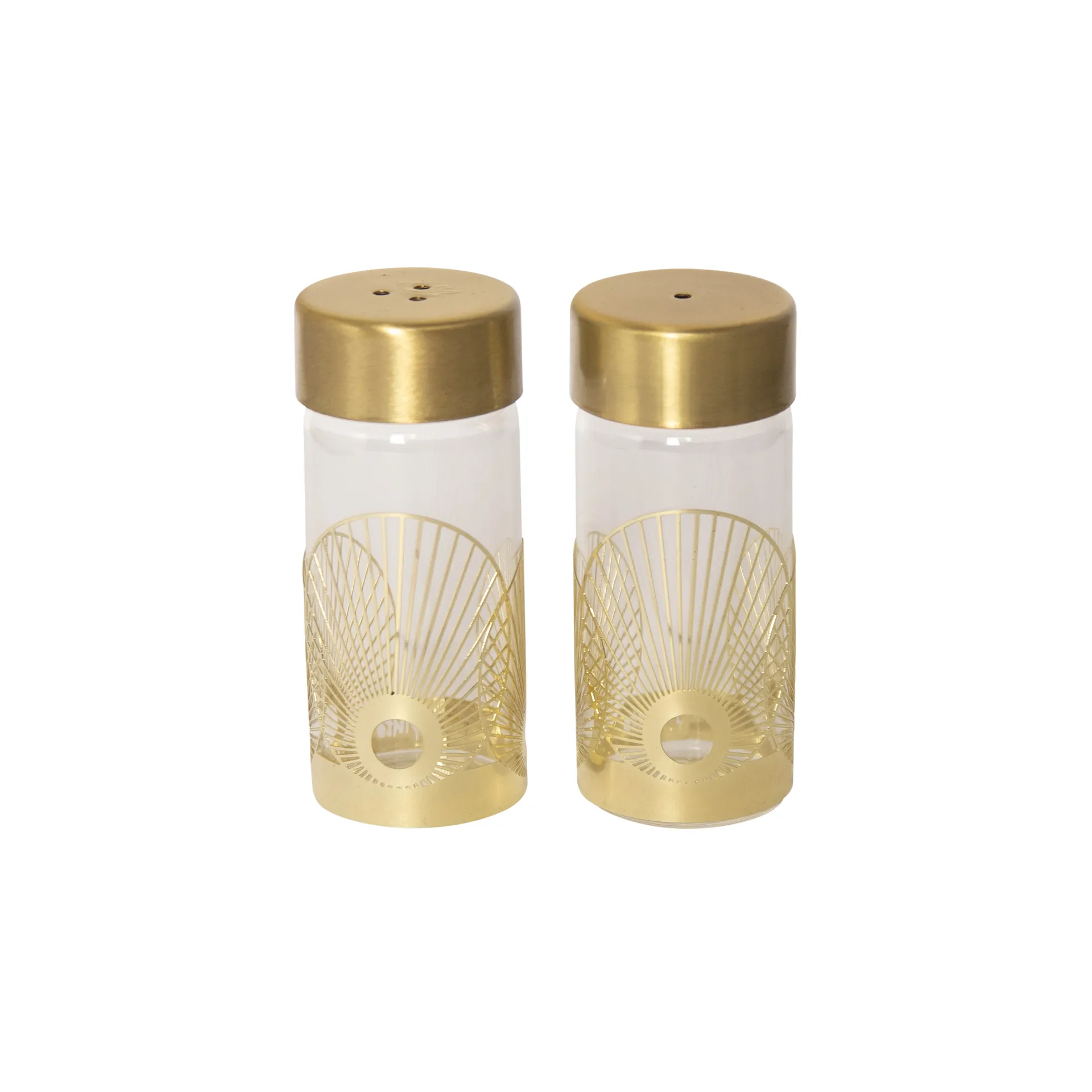Sun salt- and pepper mill, Gold-glass Pluto Design