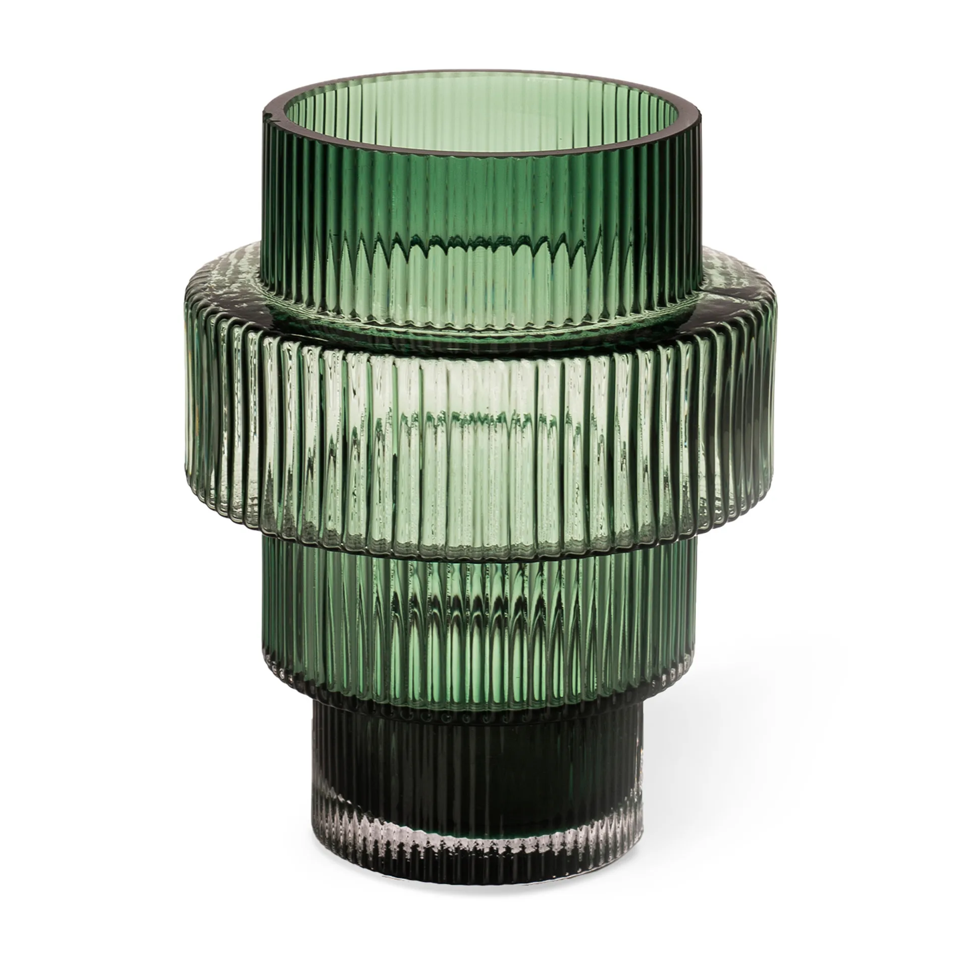 Steps tealight holder 12 cm, Dark 绿色 POLSPOTTEN