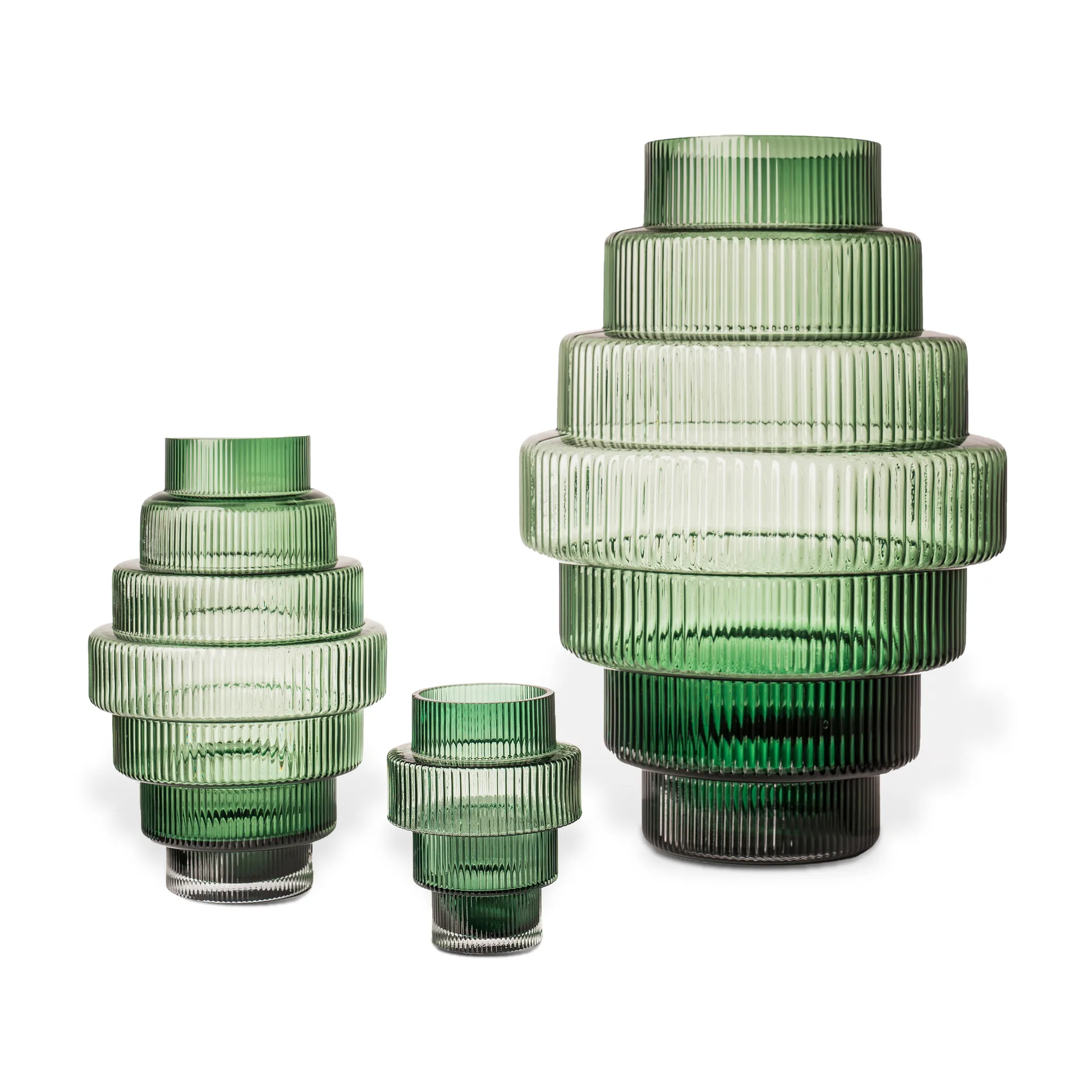 Steps tealight holder 12 cm, Dark 绿色 POLSPOTTEN