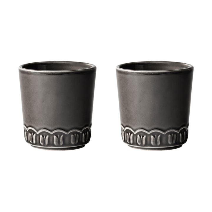 郁金香系列 Tulipa 瓷器餐具 手握杯_200ml_两件套装 - Almost 黑色 - PotteryJo