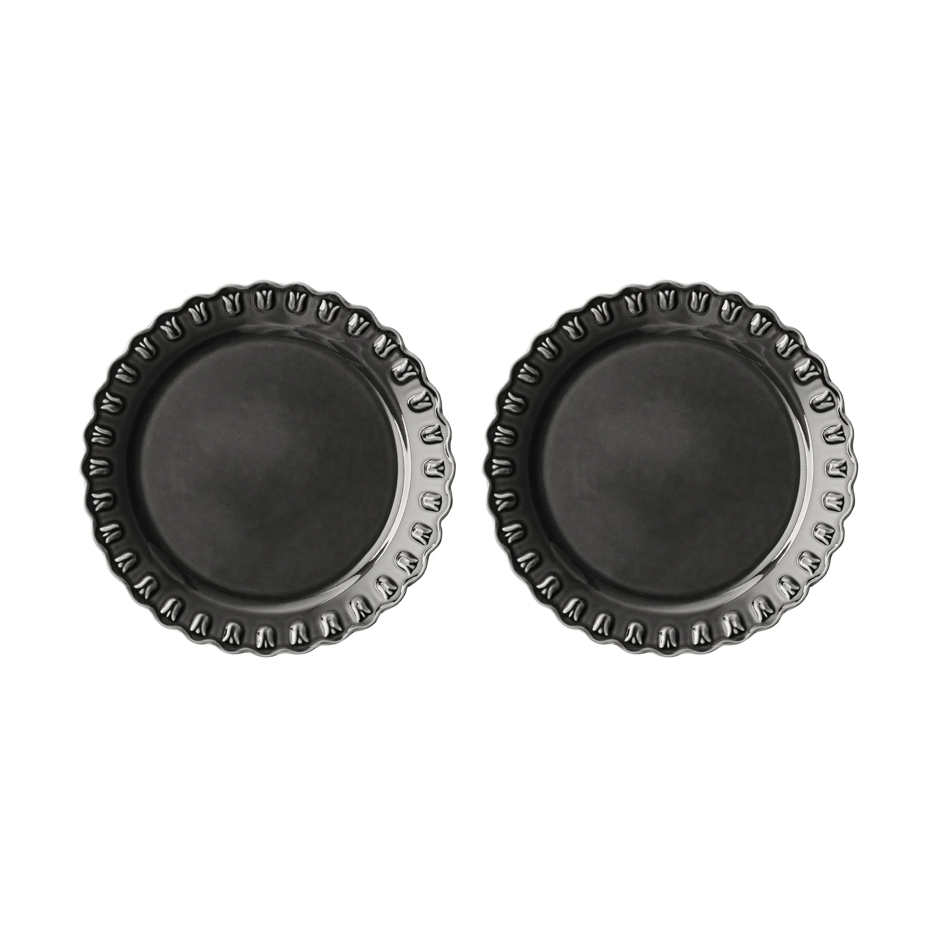 郁金香系列 Tulipa 瓷器餐具 平盘_Ø26_cm 两件套装, Almost 黑色 PotteryJo