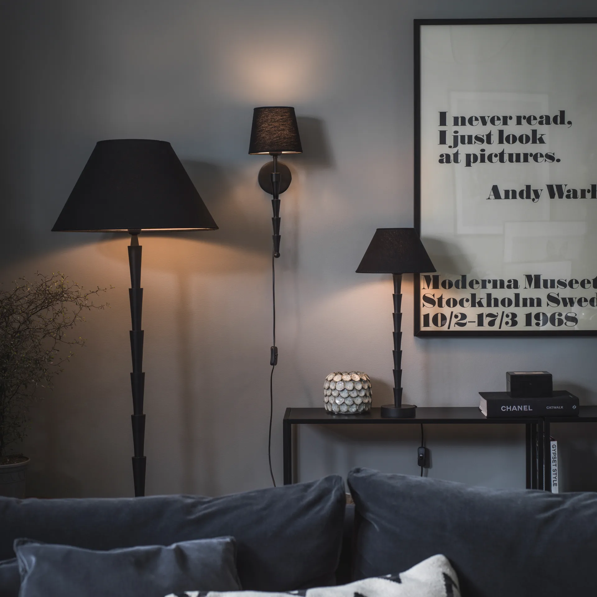 Chloe 灯座 48 cm, matte 黑色 PR Home