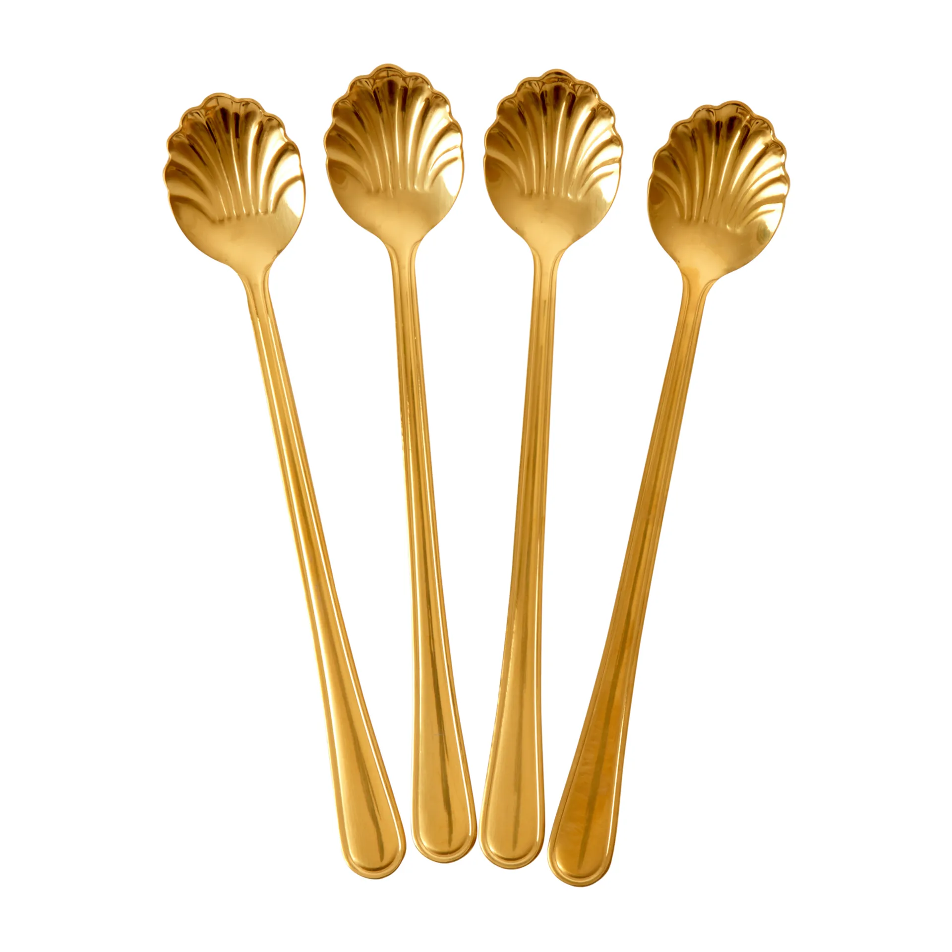 Rice系列 贝壳花纹咖啡勺 19 cm 四件套装, Gold RICE