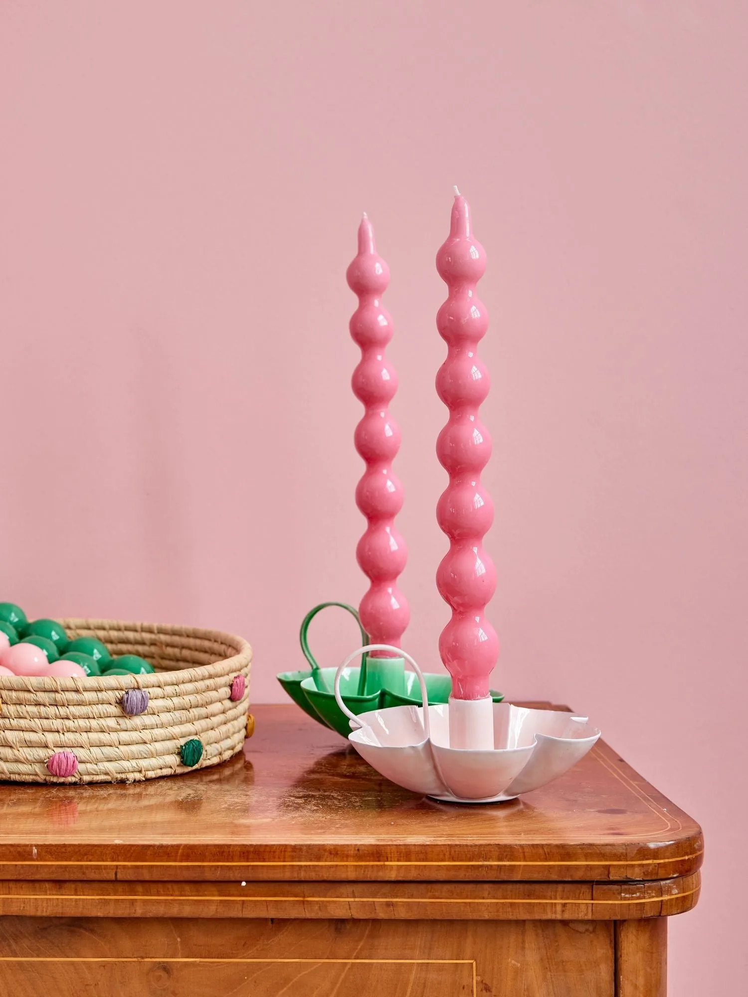 Rice candles 30.2 cm 两件套装, 粉色 RICE