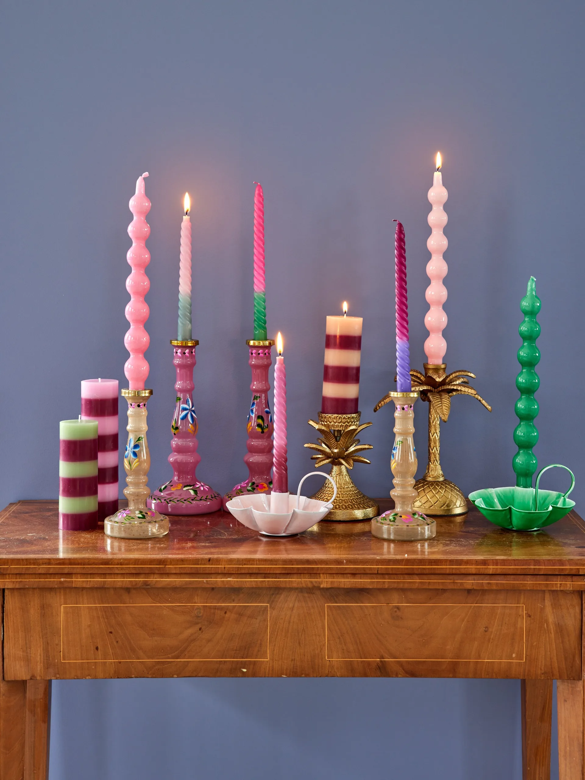 Rice candles 30.2 cm 两件套装, 粉色 RICE