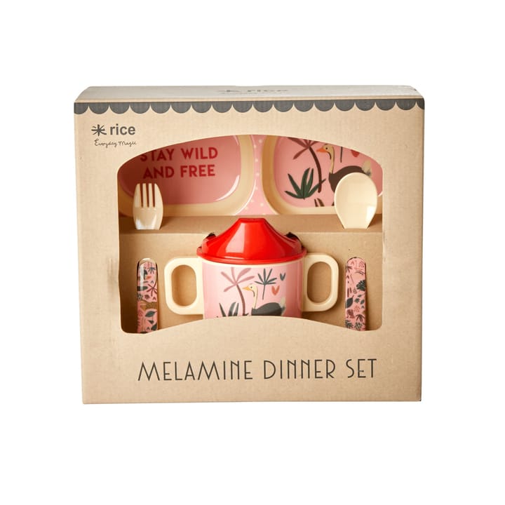 Rice children's dinnerware Jungle animals 4 pieces, 红色-粉色 RICE