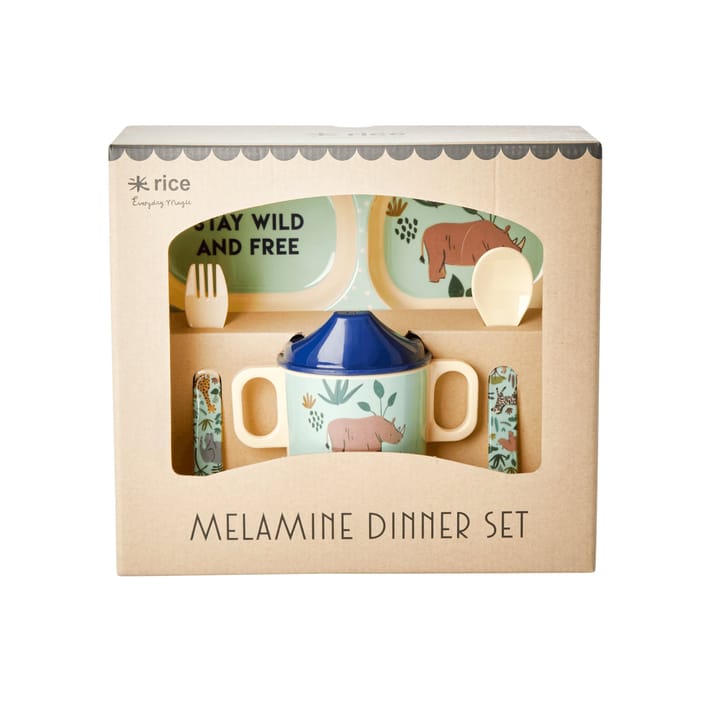 Rice children's dinnerware Jungle animals 4 pieces, 蓝色 RICE