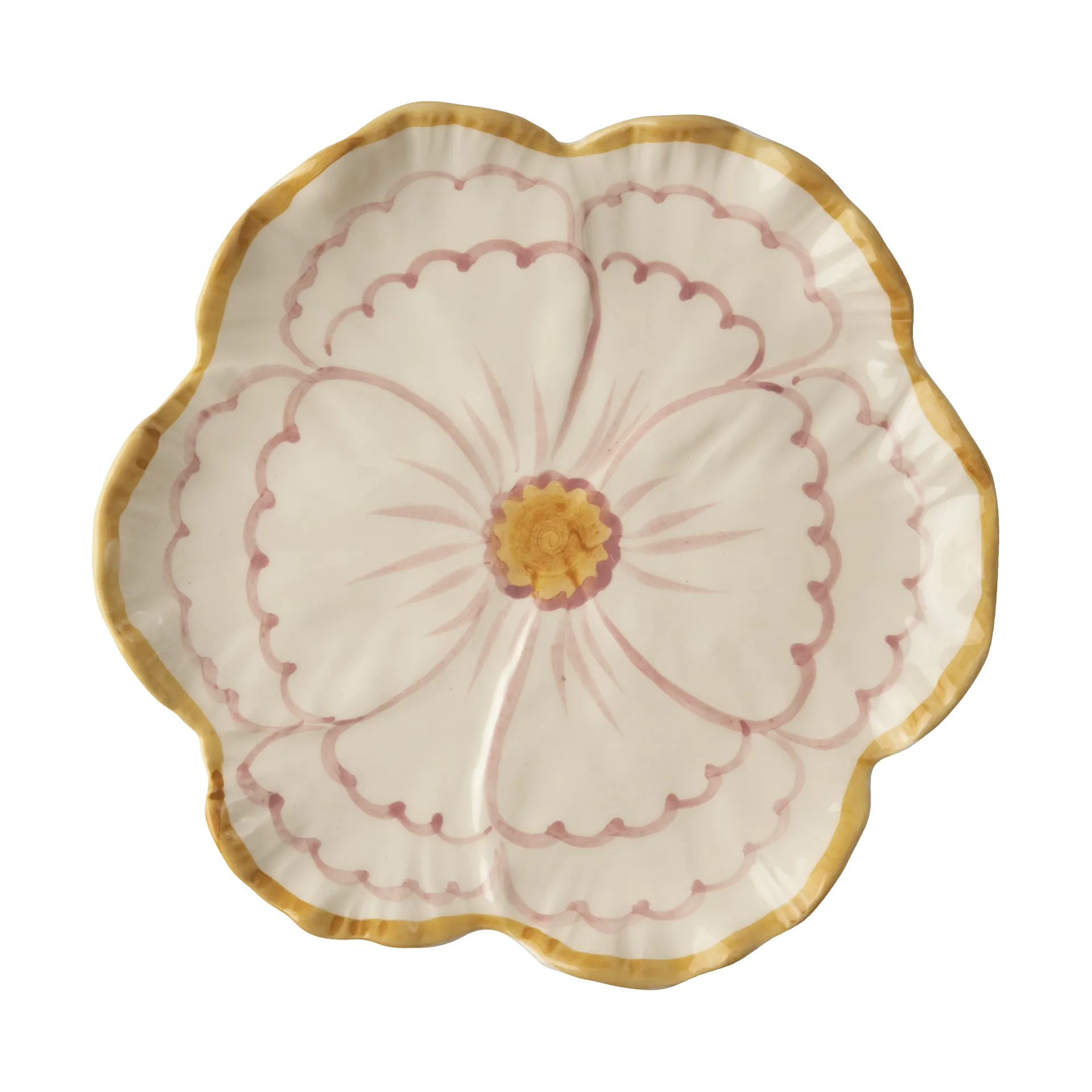 Rice Flower 盘直径19.5cm, 黄色边框 RICE