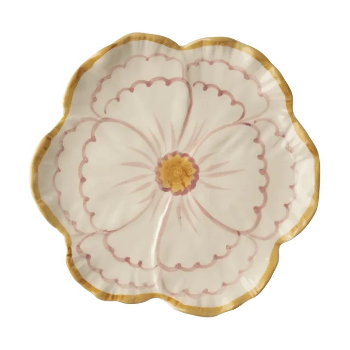Rice Flower 盘直径19.5cm - 黄色边框 - RICE