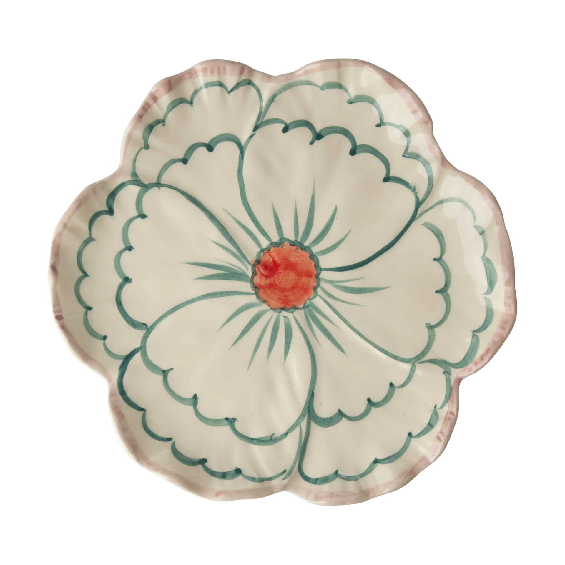 Rice Flower 盘直径19.5cm, 粉色边框 RICE