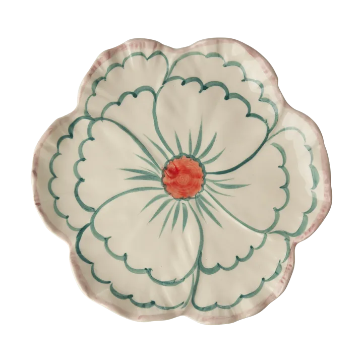 Rice Flower 盘直径19.5cm - 粉色边框 - RICE