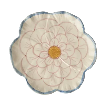 Rice Flower 盘直径19.5cm - 蓝色边框 - RICE