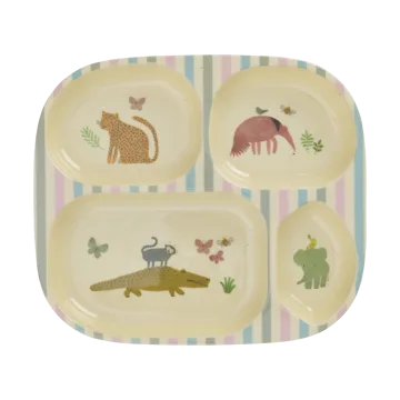 Rice 儿童 盘子 melamine 4 compartments - Sweet Jungle Print - RICE