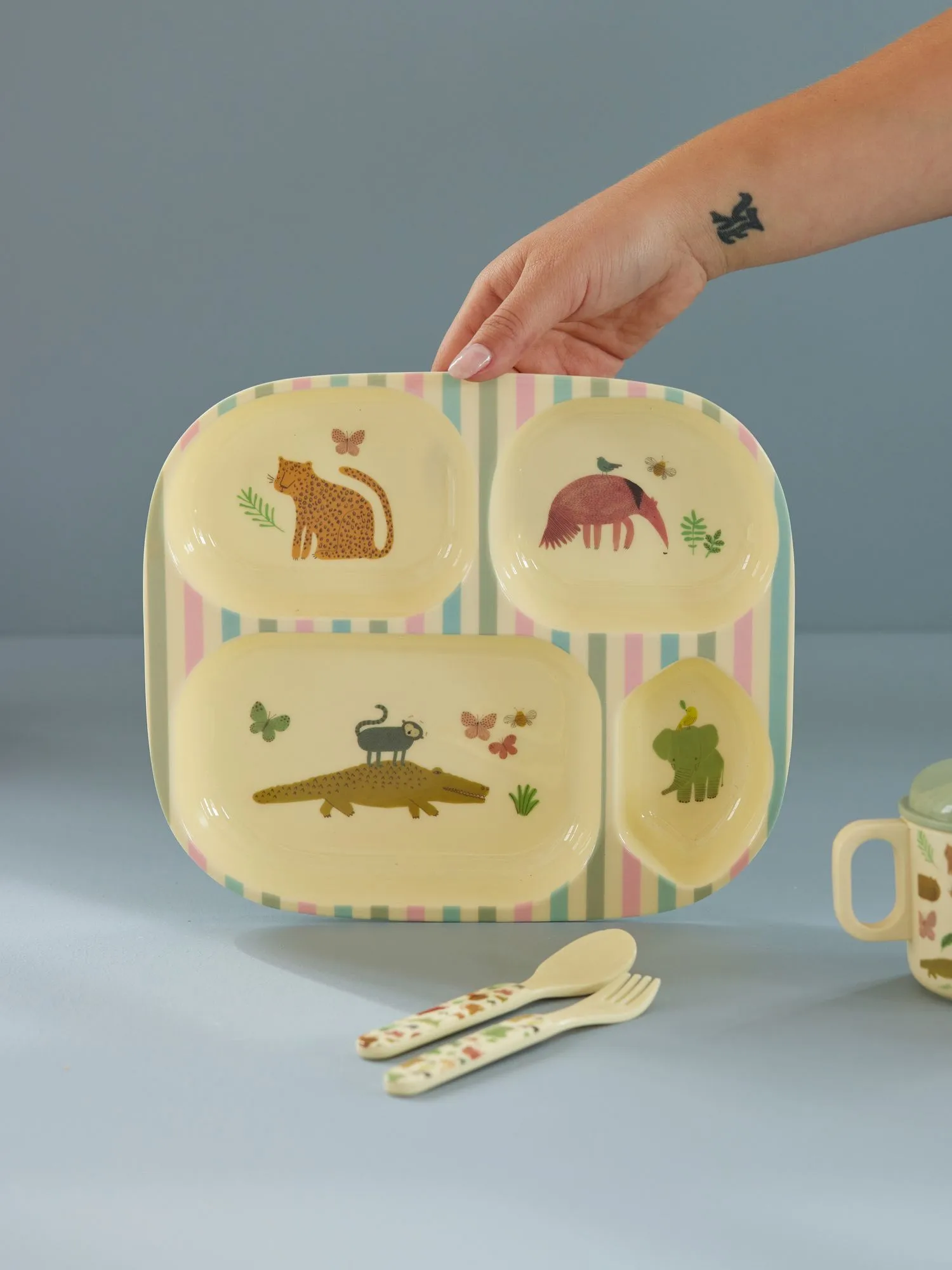 Rice 儿童 盘子 melamine 4 compartments, Sweet Jungle Print RICE