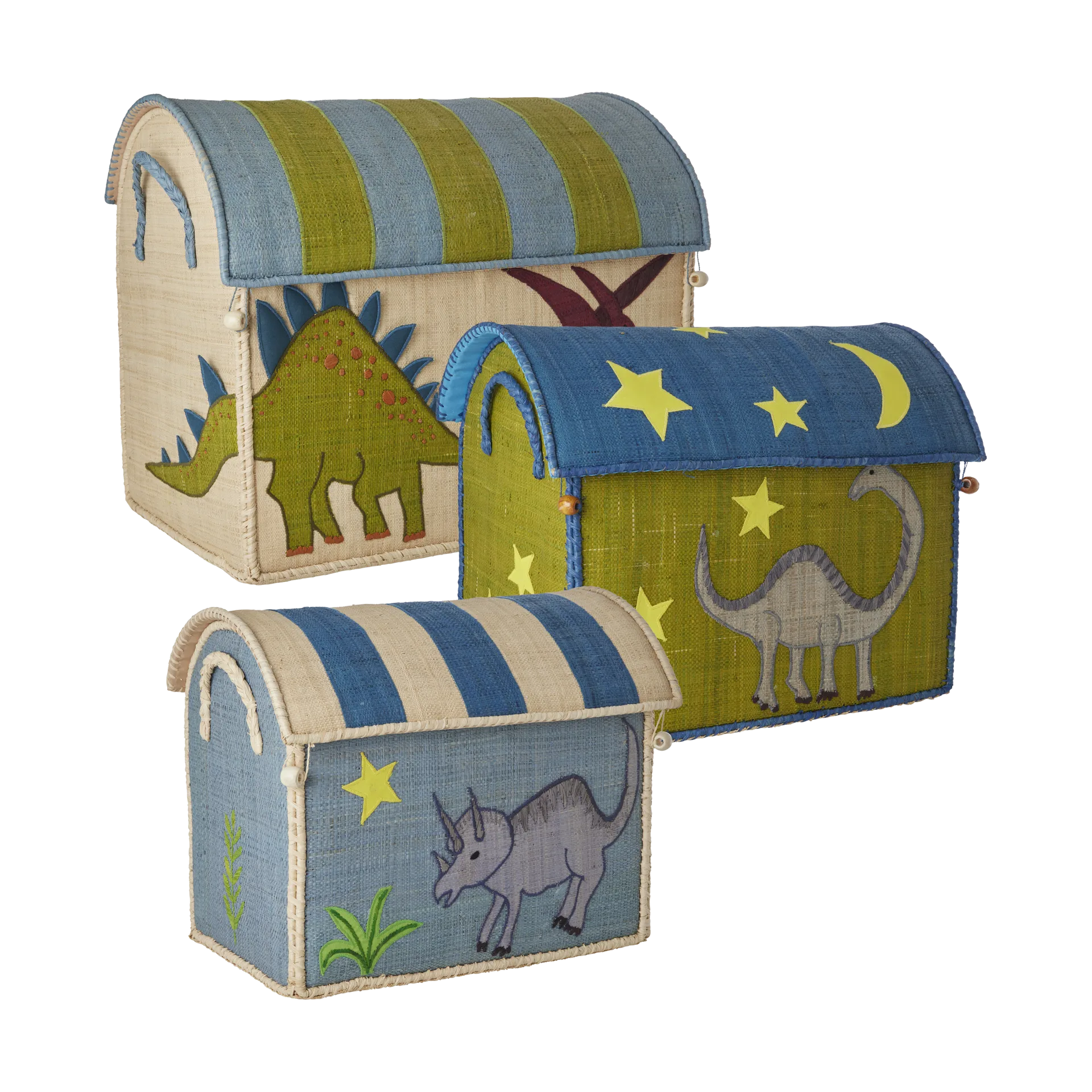 Rice raffia 储物篮 3件, New Dinosaur Theme RICE