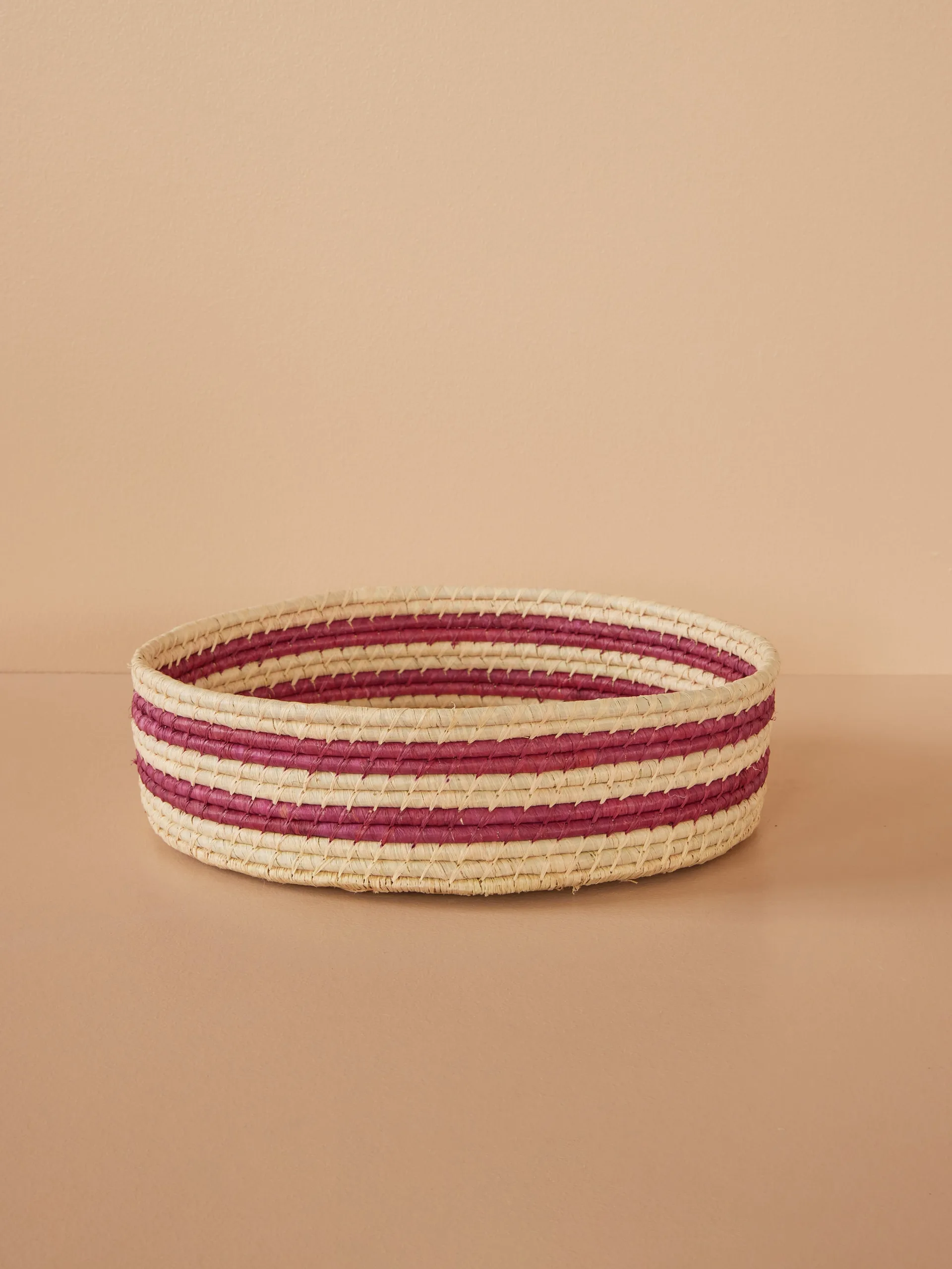 Rice raffia round 储物篮 大, Aubergine RICE