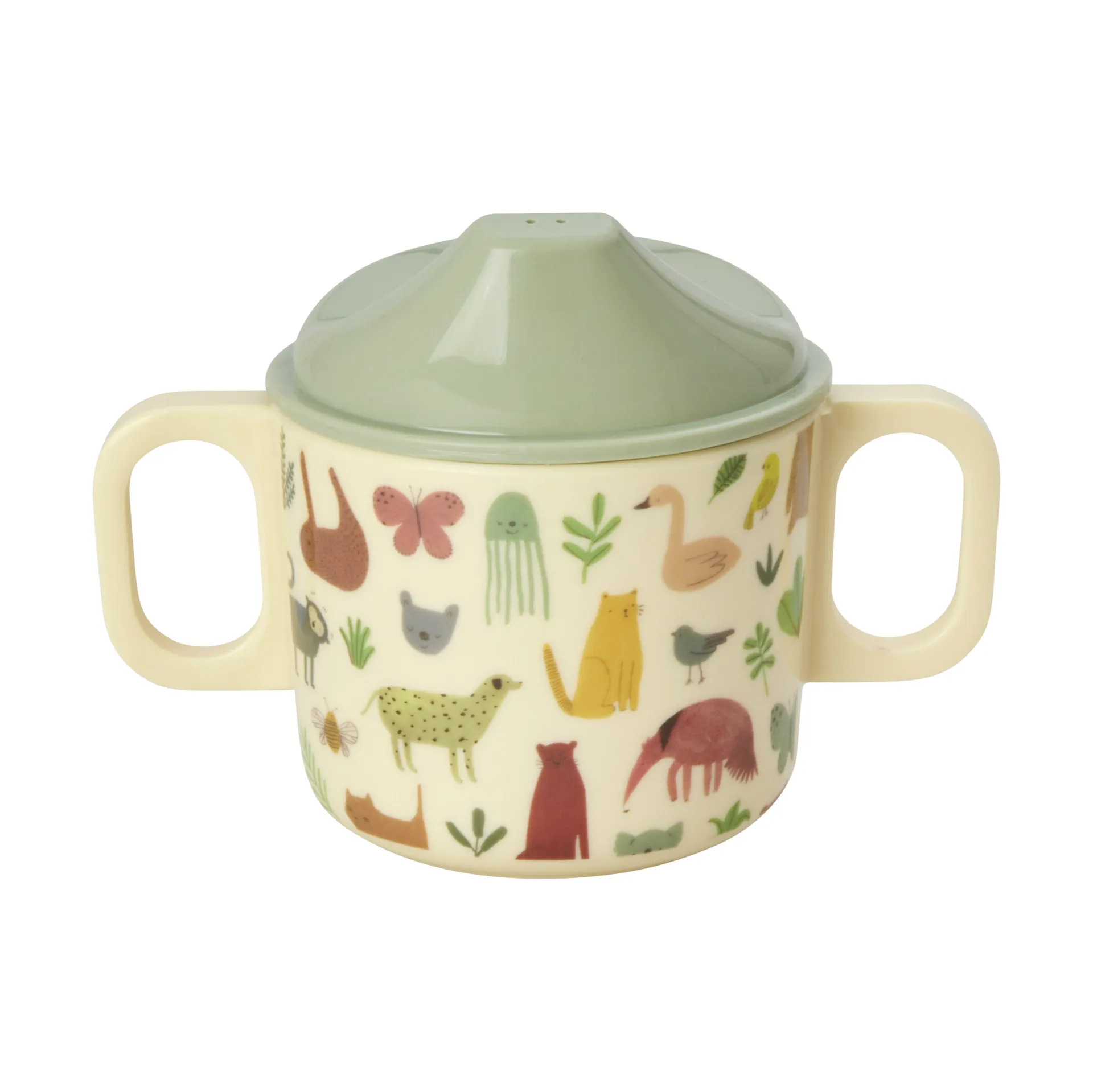 Rice 儿童 马克杯 with two handles 20 cl, Sweet Jungle Print-Cream RICE