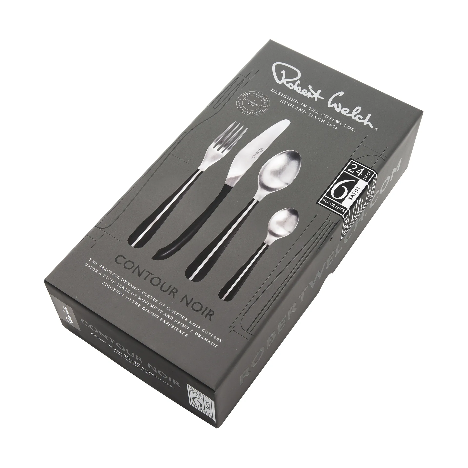 Contour 餐具 24件, 黑色 Robert Welch