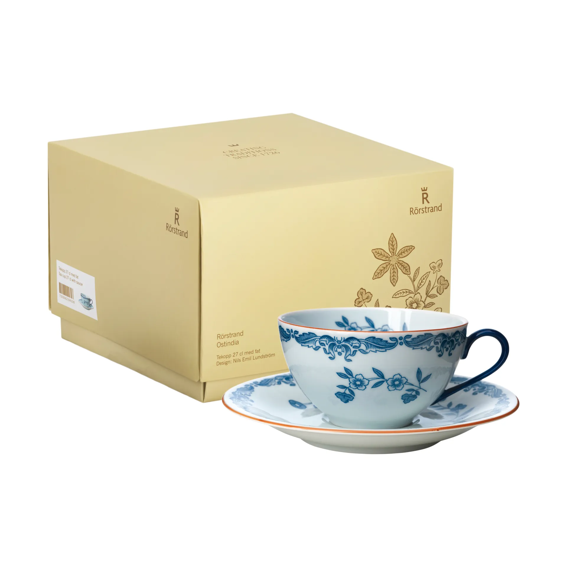 Ostindia 神秘东方 杯子和碟子 270ml 礼盒装, 蓝色-白色 Rörstrand