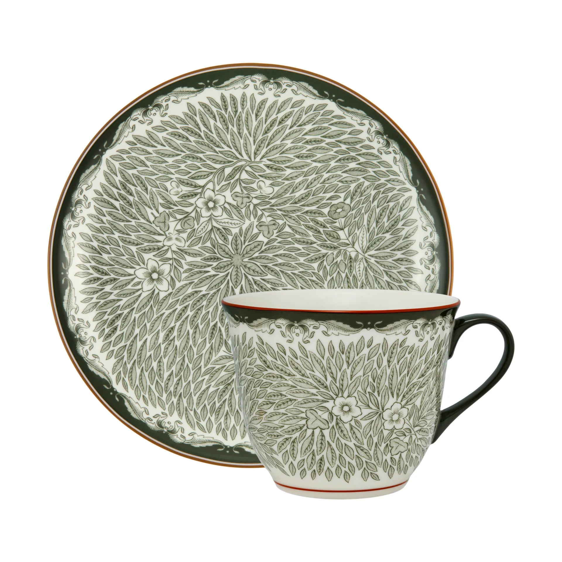 Ostindia Floris 神秘东方 旷野 2012新设计 马克杯 400ml 和 盘子 Ø20 cm, 绿色 Rörstrand