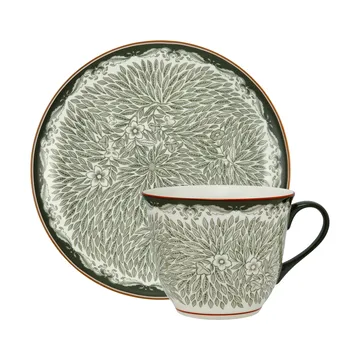 Ostindia Floris 神秘东方 旷野 2012新设计 马克杯 400ml 和 盘子 Ø20 cm - 绿色 - Rörstrand