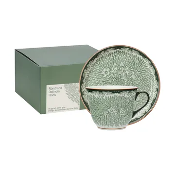 Ostindia Floris 神秘东方 旷野 2012新设计 马克杯 400ml 和 盘子 Ø20 cm - 绿色 - Rörstrand