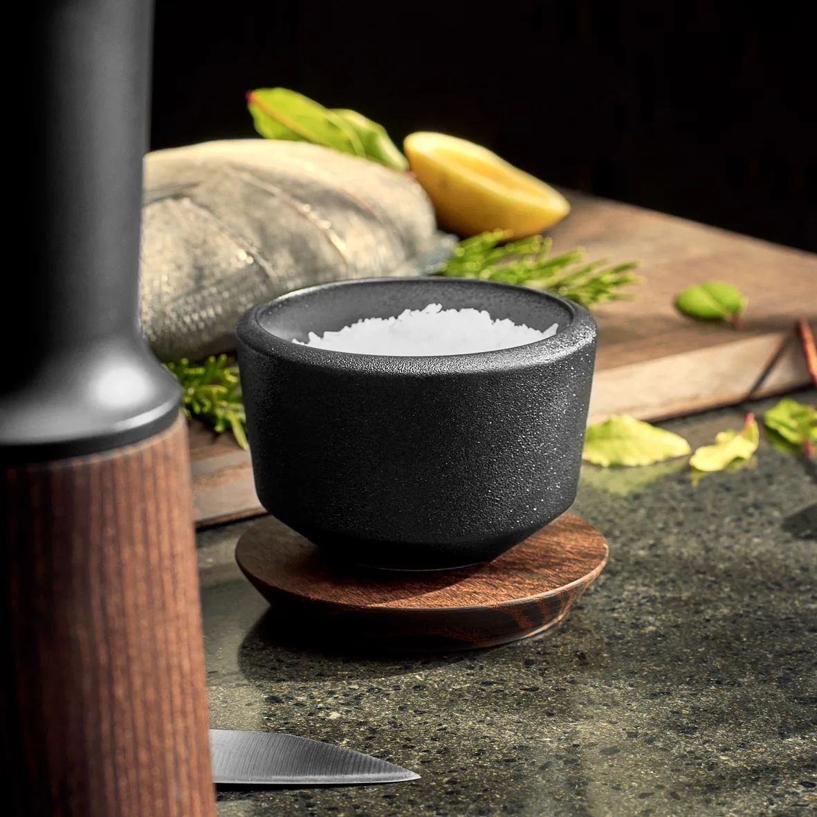 Rå 带盖盐罐150ml, 黑色 Rosendahl