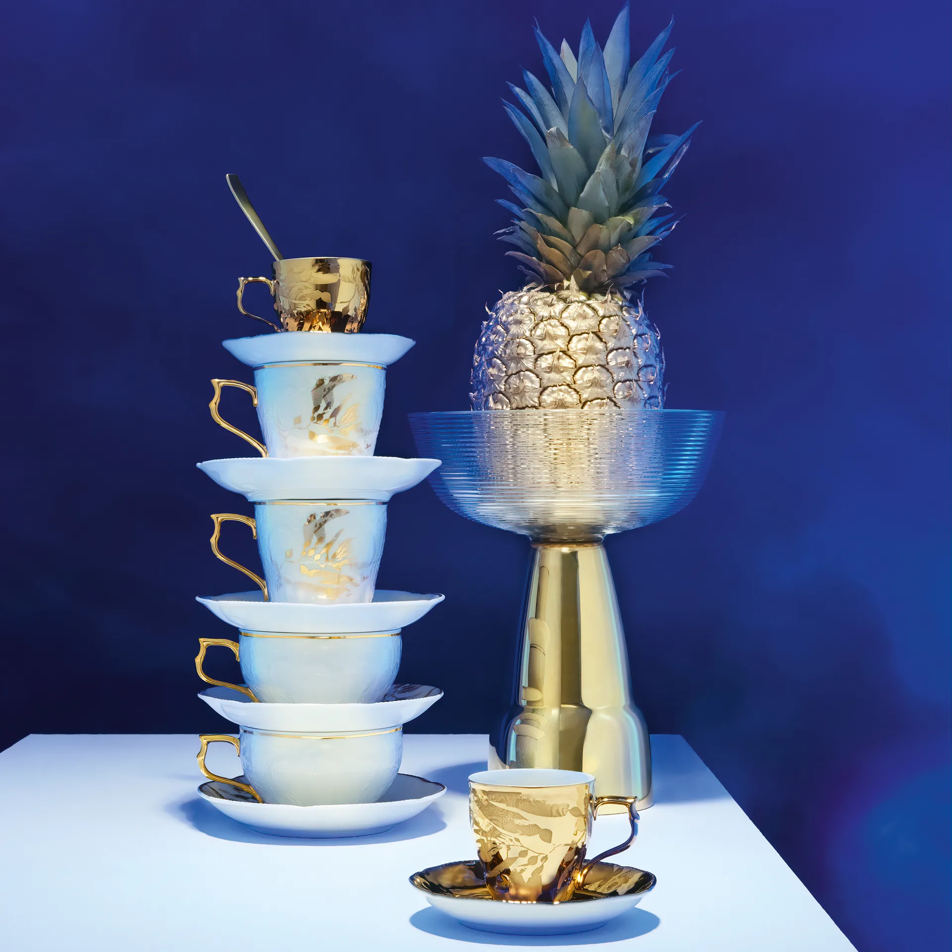 Rosenthal Heritage Midas 杯子和碟子, 白色-gold Rosenthal