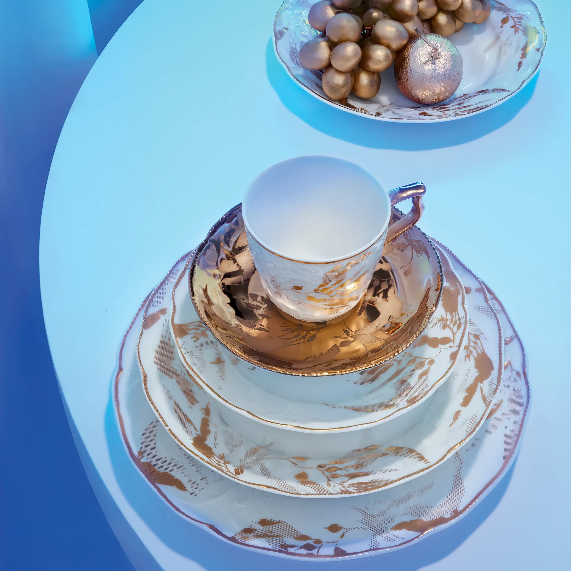 Rosenthal Heritage Midas杯碟套装, 白金色拼色 Rosenthal