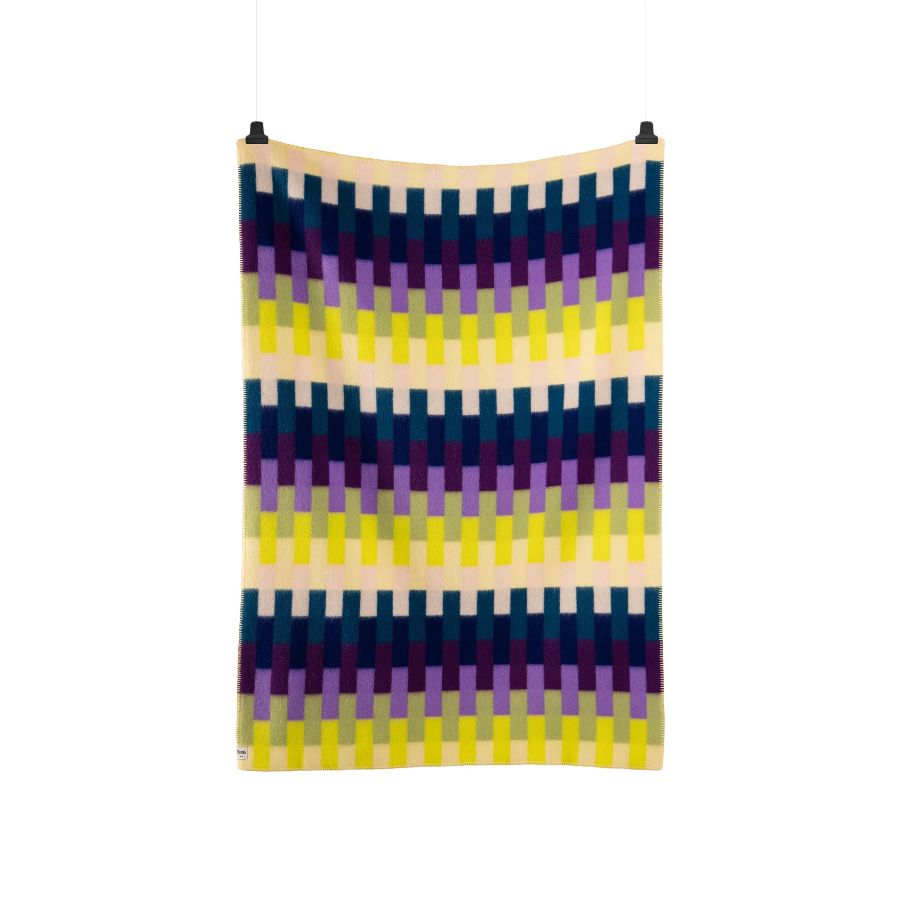 Åsmund bold  奥斯蒙德 彩色方块 羊羔毛毯子 135x200 cm , 黄色-蓝色 Røros Tweed