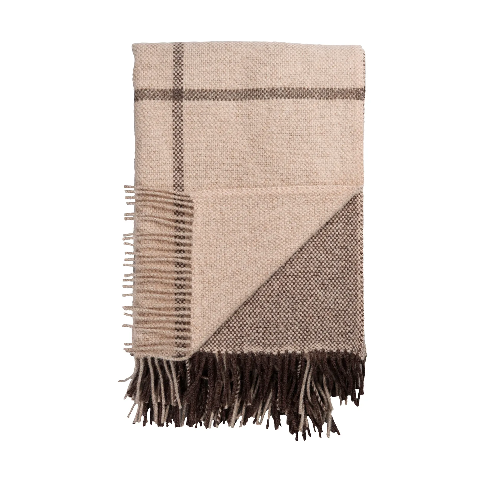 Filos 格纹流苏 羊羔毛毯子 145x220 cm, 褐色 Røros Tweed