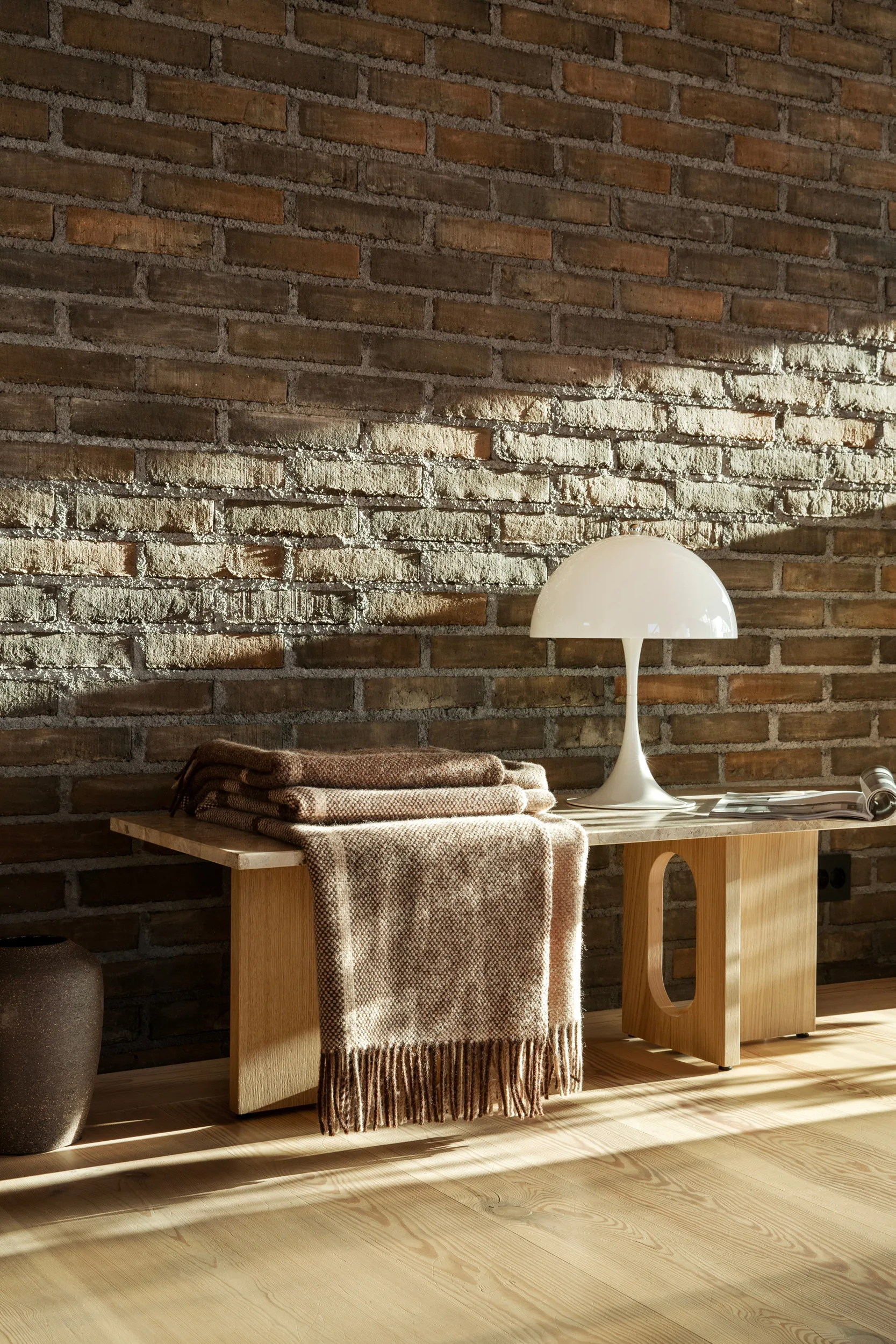 Filos 格纹流苏 羊羔毛毯子 145x220 cm, 褐色 Røros Tweed