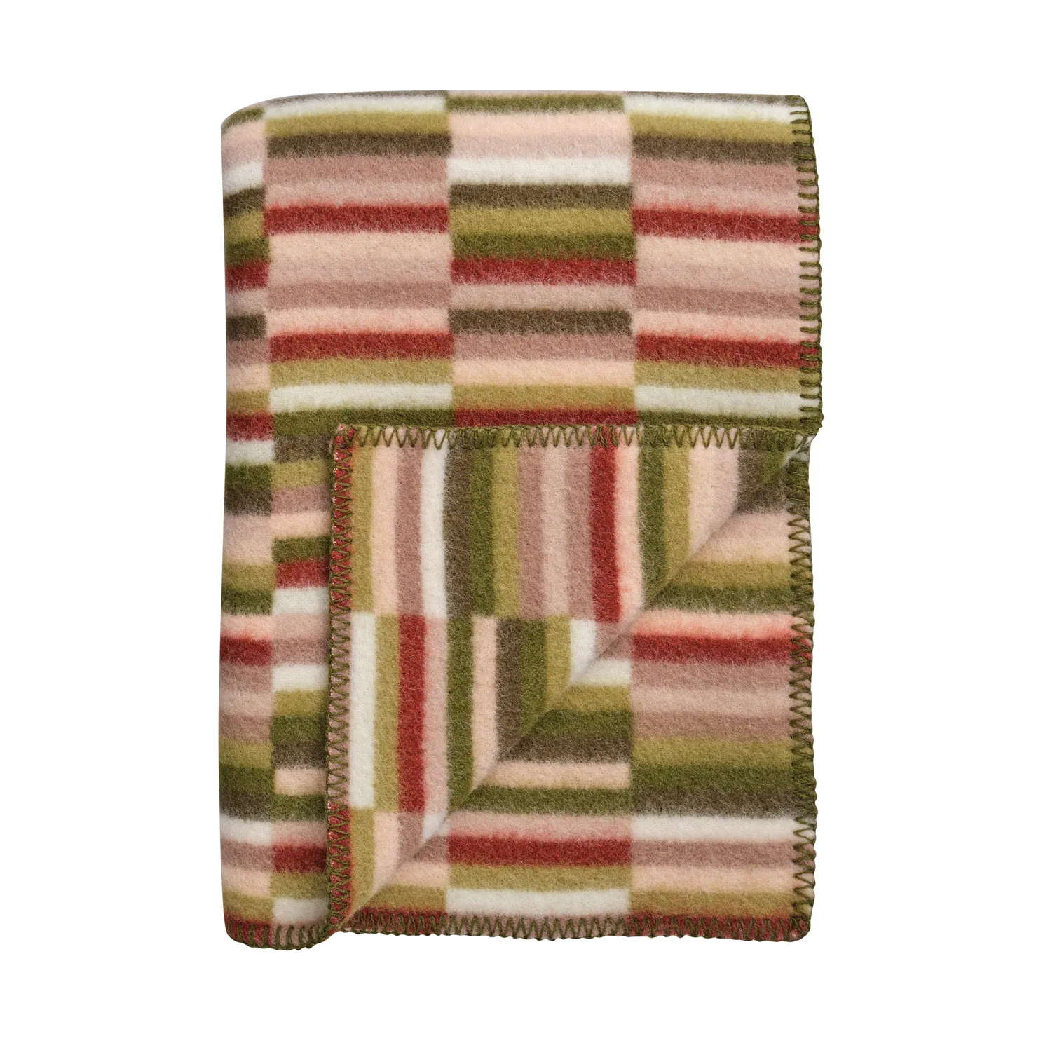 Ida 艾达 羊羔毛毯子 135x200 cm, 橄榄色 burgundy Røros Tweed