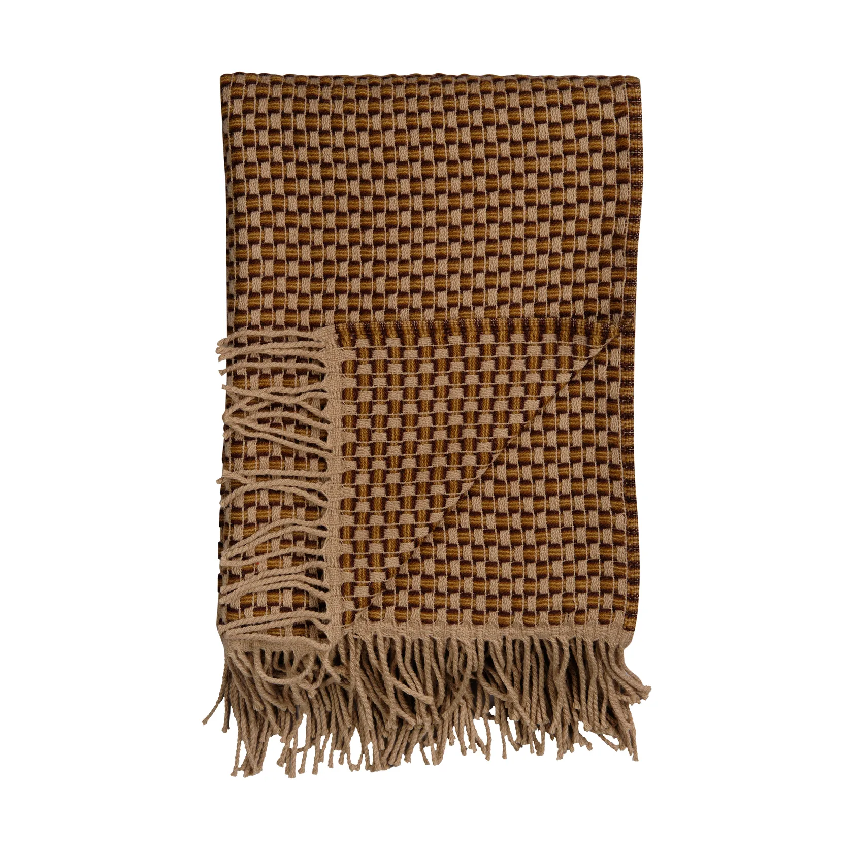 Isak 艾萨克流苏 羊羔毛毯子 150x210 cm, Chestnut Røros Tweed