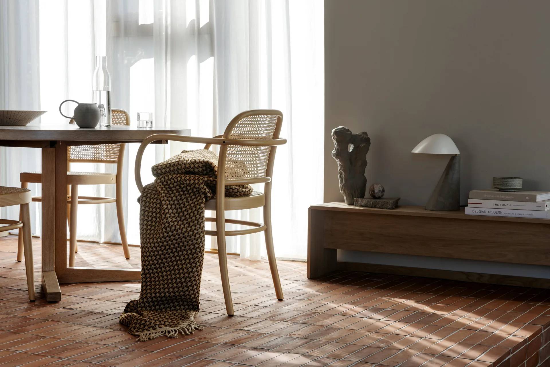 Isak 艾萨克流苏 羊羔毛毯子 150x210 cm, Chestnut Røros Tweed